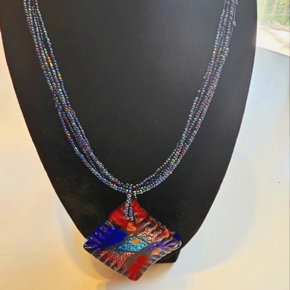 Vintage Hand-blown Glass Pendant Necklace